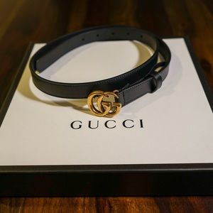 Gucci Double G Leather Belt - Size 80